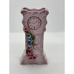 Vintage Ucago Japan Pink Porcelain Clock Figurine One Small Petal Chip See Pics